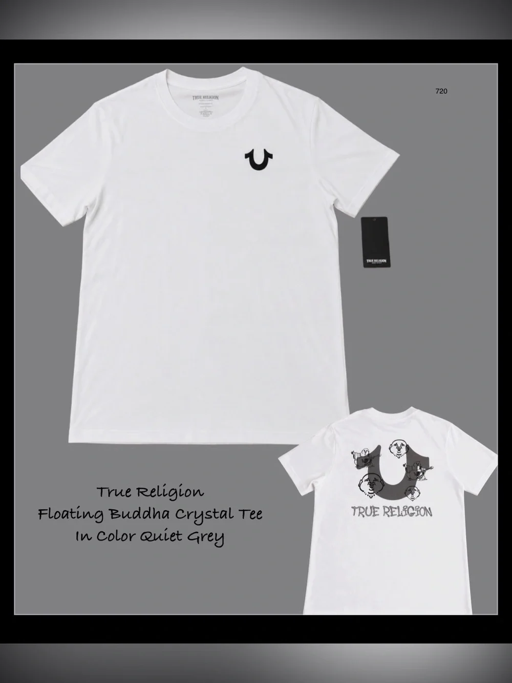 *new* True Religion Floating Buddha Crystal Tee - Quiet Grey